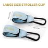 2 Pack Stroller Hooks for Hanging Diaper Bags and Shopping Bags, Accessories for Stroller and Shopping Cart, Heavy Duty Durable Large Carabiner, Advanced Faux Leather, Baby Blue view 2