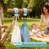2 Pack Stroller Hooks for Hanging Diaper Bags and Shopping Bags, Accessories for Stroller and Shopping Cart, Heavy Duty Durable Large Carabiner, Advanced Faux Leather, Baby Blue view 3