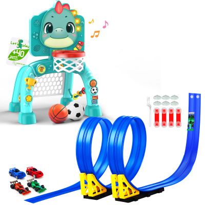 Flexible Race Track Toy Set Bundle with Dinosaur Kids Sports Play Toy