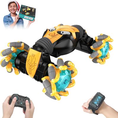 1:12 Gesture Sensing RC Stunt Car, 4WD Hand Controlled Remote Control Twist Cars with Light & Music, 360 Rotate Transform Drift, Gifts for 6-8-12 Kids Age 6 7 8 9 10 11 12 Yrs Old