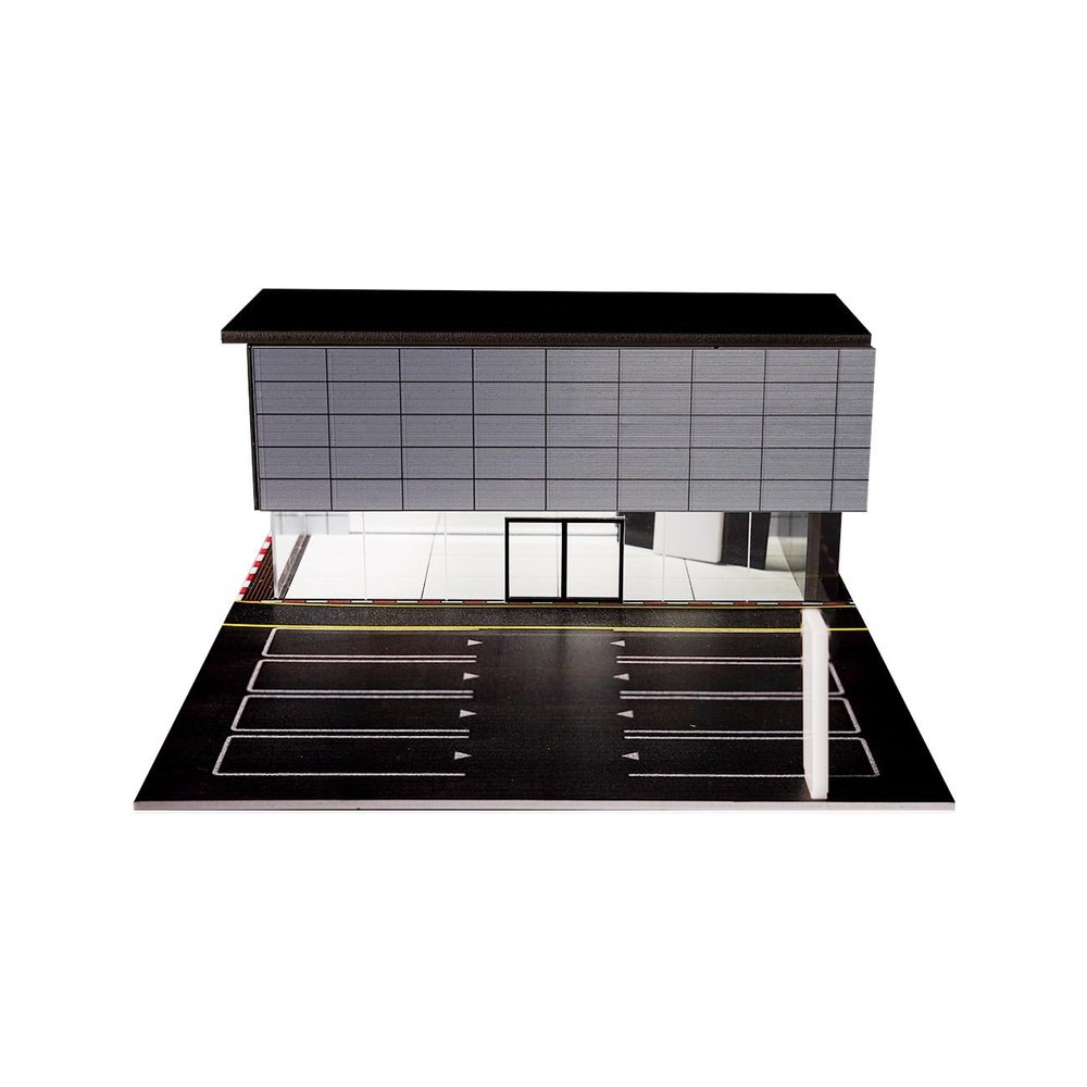 1:64 Scale Car Dealership Display with LED Lights & 2 Interchangeable Diorama Bases - Themed Showcase with Sealed Acrylic Dust-Proof Cover for 8 Model Cars