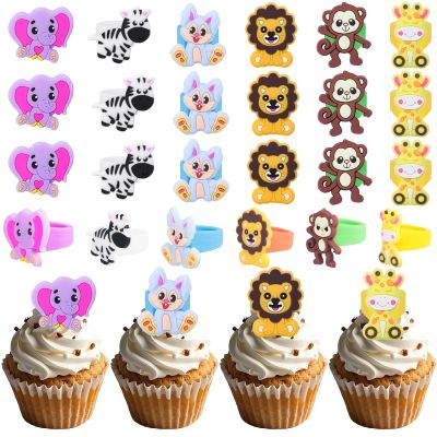 30pcs Animal Cupcake Toppers Wildlife Cupcake Toppers Picks for Kids Baby Shower Jungle Animals Theme Party Decorations Supplies (Animal)