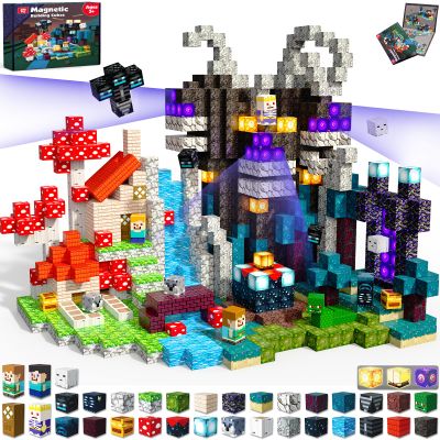 200 PCS Magnetic Blocks - Light Up Magnetic Building Blocks for Kids, Magnet Cubes Stacking for Boys Girls, STEM Montessori Sensory Toys Ages 3 4 5 6 7 8 9 10 11 12 13 Birthday Gifts
