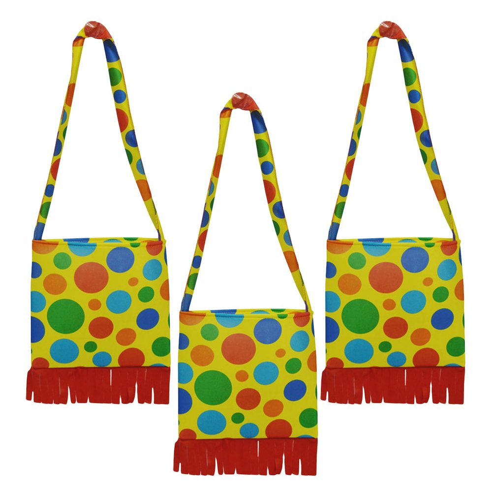 LOGOFUN 3pcs Clown Shoulder Bags Colorful Dotted Crossbody Purse for Halloween Cosplay Costume Kids Women