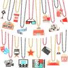 Ecally 100 Pcs Movie Night Beaded Necklaces Bulk - 20 Styles Movie Night Party Favors Theater Party Sign Necklaces for Birthday Theme Supplies view 1