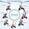 BABY JOY Toddler Tricycle, 7 in 1 Push Trike w/Adjustable Canopy, Parent Push Handle, Seat & Footrests, 5-Point Safety Harness and All-Terrain EVA Wheels, Kids Stroller Bike for 9-60 Months (Gray) view 2