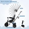 BABY JOY Toddler Tricycle, 7 in 1 Push Trike w/Adjustable Canopy, Parent Push Handle, Seat & Footrests, 5-Point Safety Harness and All-Terrain EVA Wheels, Kids Stroller Bike for 9-60 Months (Gray) view 3