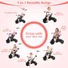 BABY JOY Toddler Tricycle, 7 in 1 Push Trike w/Adjustable Canopy, Parent Push Handle, Seat & Footrests, 5-Point Safety Harness and All-Terrain EVA Wheels, Kids Stroller Bike for 9-60 Months (Pink) view 2