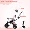 BABY JOY Toddler Tricycle, 7 in 1 Push Trike w/Adjustable Canopy, Parent Push Handle, Seat & Footrests, 5-Point Safety Harness and All-Terrain EVA Wheels, Kids Stroller Bike for 9-60 Months (Pink) view 3