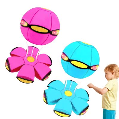 Beoglov Magic Ball Toy, 2Pcs Children's Bouncing Ball Magic Meta Balls, The Magic Flying Saucer Balls, Parent-Child Interaction, Easy to Catch, Safe (3 Light,Pink+Light Blue)