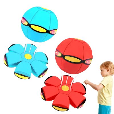 Beoglov Magic Ball Toy, 2Pcs Children's Bouncing Ball Magic Meta Balls, The Magic Flying Saucer Balls, Parent-Child Interaction, Easy to Catch, Safe (3 Light,Red+Light Blue)