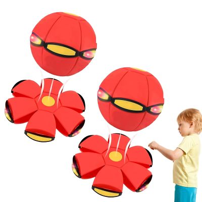Beoglov Magic Ball Toy, 2Pcs Children's Bouncing Ball Magic Meta Balls, The Magic Flying Saucer Balls, Parent-Child Interaction, Easy to Catch, Safe (Red,6 Light)