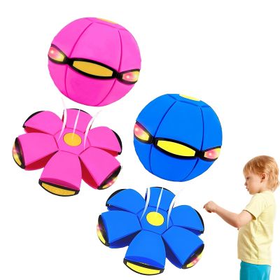 Beoglov Magic Ball Toy, 2Pcs Children's Bouncing Ball Magic Meta Balls, The Magic Flying Saucer Balls, Parent-Child Interaction, Easy to Catch, Safe (6 Light,Blue+Pink)