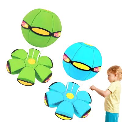 Beoglov Magic Ball Toy, 2Pcs Children's Bouncing Ball Magic Meta Balls, The Magic Flying Saucer Balls, Parent-Child Interaction, Easy to Catch, Safe (6 Light,Green+Light Blue)