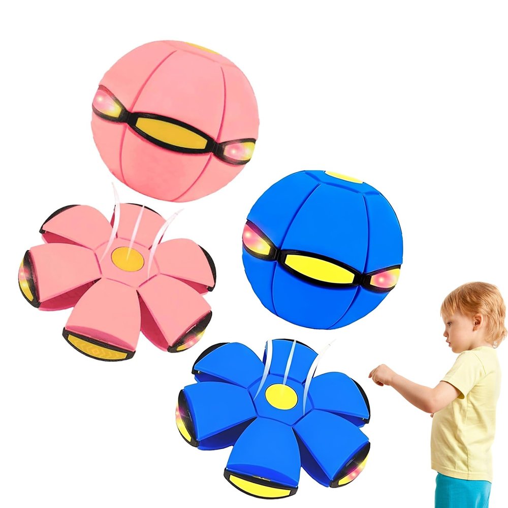 Beoglov Magic Ball Toy, 2Pcs Children's Bouncing Ball Magic Meta Balls, The Magic Flying Saucer Balls, Parent-Child Interaction, Easy to Catch, Safe (6 Light,Blue+Light Pink)