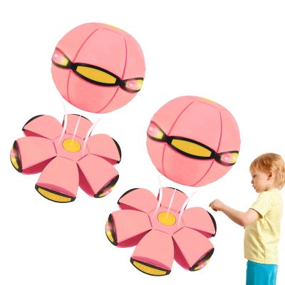 Beoglov Magic Ball Toy, 2Pcs Children's Bouncing Ball Magic Meta Balls, The Magic Flying Saucer Balls, Parent-Child Interaction, Easy to Catch, Safe (Light Pink,6 Light)