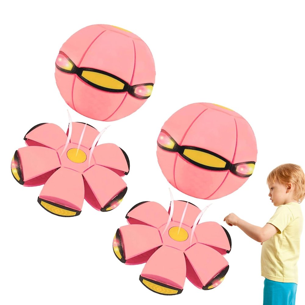 Beoglov Magic Ball Toy, 2Pcs Children's Bouncing Ball Magic Meta Balls, The Magic Flying Saucer Balls, Parent-Child Interaction, Easy to Catch, Safe (Light Pink,6 Light)