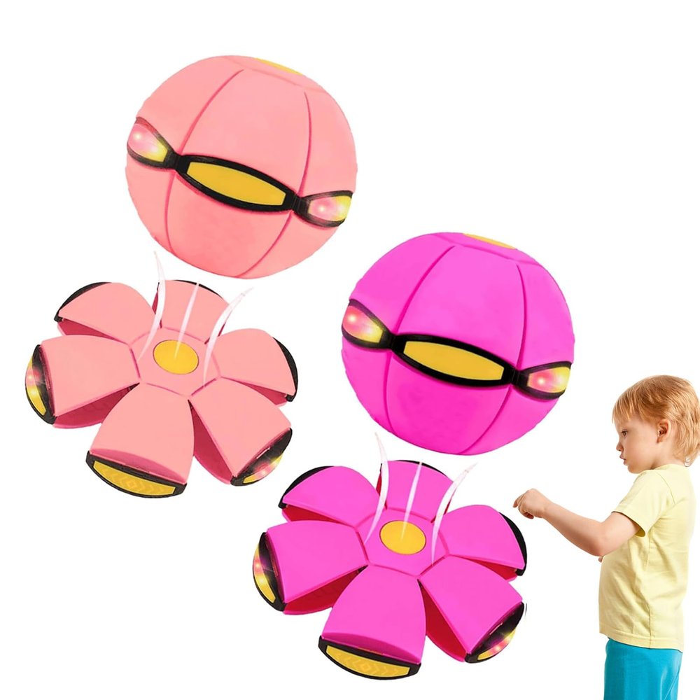 Beoglov Magic Ball Toy, 2Pcs Children's Bouncing Ball Magic Meta Balls, The Magic Flying Saucer Balls, Parent-Child Interaction, Easy to Catch, Safe (3 Light,Pink+Light Pink)