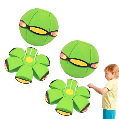 Beoglov Magic Ball Toy, 2Pcs Children's Bouncing Ball Magic Meta Balls, The Magic Flying Saucer Balls, Parent-Child Interaction, Easy to Catch, Safe (Green,3 Light)