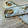1911 Grips Full Size Gold Metal Frame White Pearl Inlay Gold Metal Colt Horse view 4