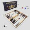 15" Wooden Backgammon Chess Checkers Set 3-in-1, Portable Folding Two Sided Board Multi Game Design,with red and Blue dice Board Games for 2 Players Adults view 2