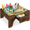 Best Choice Products 56 Piece Wooden Train Table Set for Kids (32"x23.25"x15") Multi-Activity Table with Toy Storage Drawer & Reversible Top - Walnut view 1