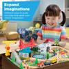 Best Choice Products 56 Piece Wooden Train Table Set for Kids (32"x23.25"x15") Multi-Activity Table with Toy Storage Drawer & Reversible Top - Walnut view 3