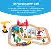 Best Choice Products 56 Piece Wooden Train Table Set for Kids (32"x23.25"x15") Multi-Activity Table with Toy Storage Drawer & Reversible Top - Walnut view 4