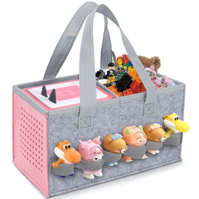 IBVIVIC Carrying Case for Toniebox Starter Set and Figurines, Portable Travel Felt Cloth Musical Toy Folding Bag with Handle for Toniebox 2 and Accessories (Sakura Pink)