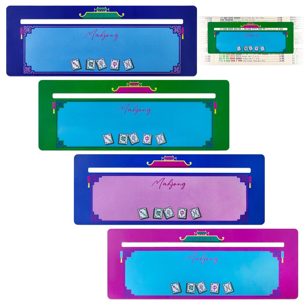 4 Pcs Mahjong Card Guide and Line Finder Reader,Acrylic Card Line Guide Rules Helper Reader, for Mahjong Beginner-Friendly Travel, Parties, Competitions, Game Nights Accessories(Multicolor,Cute)