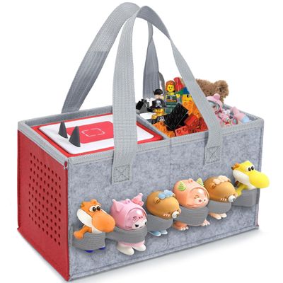 IBVIVIC Carrying Case for Toniebox Starter Set and Figurines, Portable Travel Felt Cloth Musical Toy Folding Bag with Handle for Toniebox 2 and Accessories (Vibrant Red)