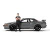 1:64 Diecast Model Car Compatible with Nissan Skyline GT-R (R32) Nismo Gunmetal W/Matsuda Figure Tsugio Matsuda Collection Limited Edition by Mini GT MGT00869 view 4