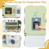CHEFJOY Play Kitchen, Corner Toy Kitchen w/Chef Suit Set, Toddler Kitchen Set w/Ice Make, Washing Machine, Microwave, Sink, Range Hood, Kids Kitchen Playset for Toddler, Gift for Boys Girls (Green) view 3
