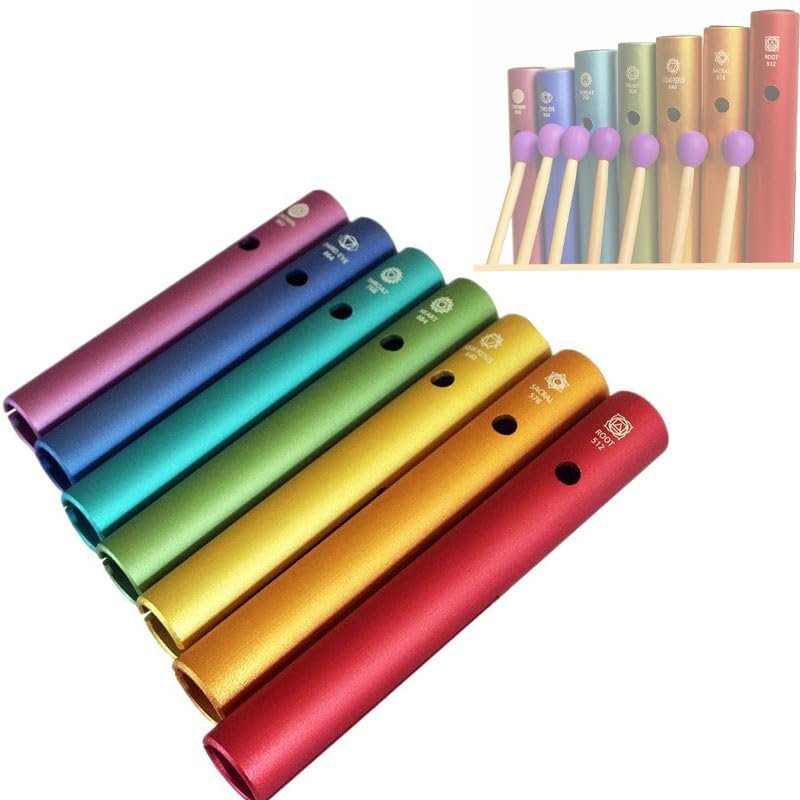 RCJCQSR Rainbow Frog Sound Tube Wah-Wah-Tube Hand Percussion Instrument Set 512Hz/576Hz/640Hz/684Hz/768Hz/864Hz/960Hz for Music Accompaniment and Early Childhood Music Therapy