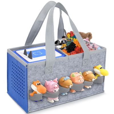 IBVIVIC Carrying Case for Toniebox Starter Set and Figurines, Portable Travel Felt Cloth Musical Toy Folding Bag with Handle for Toniebox 2 and Accessories (Ocean Blue)