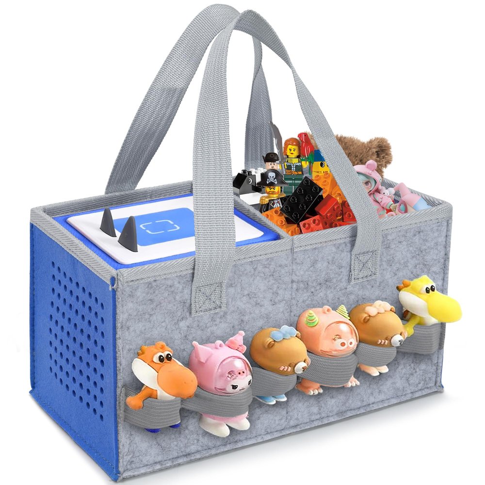 IBVIVIC Carrying Case for Toniebox Starter Set and Figurines, Portable Travel Felt Cloth Musical Toy Folding Bag with Handle for Toniebox 2 and Accessories (Ocean Blue)