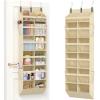 Lifewit 1 Pack Over the Door Organizer, 12 Section Clear Window Hanging Storage with 4 Side Pockets, Sturdy Anti Tilt 40 lbs Load Behind Door for Closet, Bedroom, Bathroom, Nursery, Dorm, Beige view 1