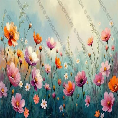 1000 Large Piece Jigsaw Puzzle Cosmos Flowers in A Watercolor Meadow Puzzle for Adult Entertainment DIY Collectibles Creative Birthday Gift