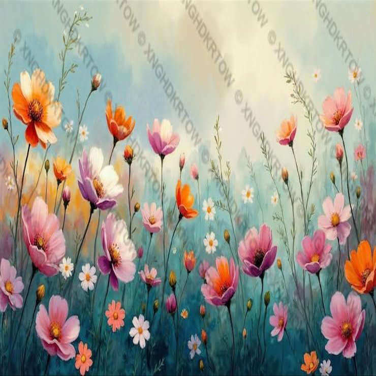 1000 Large Piece Jigsaw Puzzle Cosmos Flowers in A Watercolor Meadow Puzzle for Adult Entertainment DIY Collectibles Creative Birthday Gift