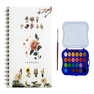 Beginner's Watercolor Painting Kit,Watercolors Workbook,Watercolor Painting Kit (Flowers -24 colors)