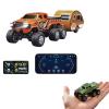 CTDWNT Mini Rc Truck,1/64 Scale Mini Remote Control Monster Truck with Trailer, 2.4Ghz Remote Control & APP, Rechargeable Alloy Shell RC Cars with Lights, Speed/Steering Adjustable (Orange) view 1