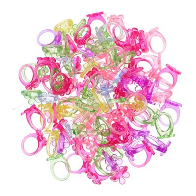 WINOMO 100Pcs Candy Color Resin Finger Rings Random Colors Finger Jewelry Party Accessories Random Color