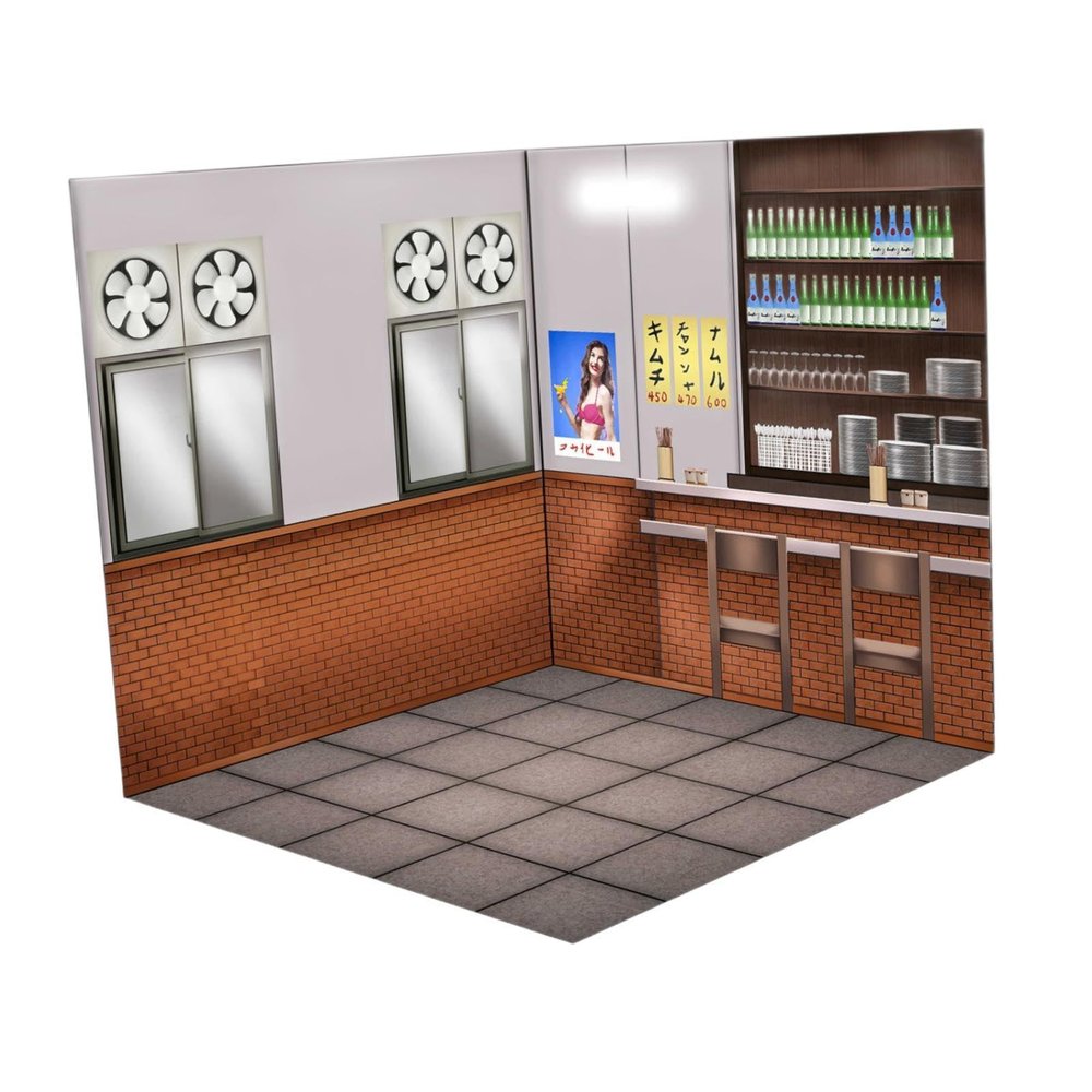 1:6 Scale Background Scene, Simulation of Parking Lot Background, Vehicle Model Showcase for Mini Die-cast Cars, BBQ