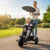 HONEY JOY Tricycle, 7-in-1 Baby Trike w/Adjustable Push Handle, Canopy & Seat, Safety Belt, Kids Bike Stroller w/Storage Basket, Cup Holder, Push Tricycle for Toddlers 9 Months-5 Years (Gray) view 2
