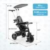 HONEY JOY Tricycle, 7-in-1 Baby Trike w/Adjustable Push Handle, Canopy & Seat, Safety Belt, Kids Bike Stroller w/Storage Basket, Cup Holder, Push Tricycle for Toddlers 9 Months-5 Years (Gray) view 3