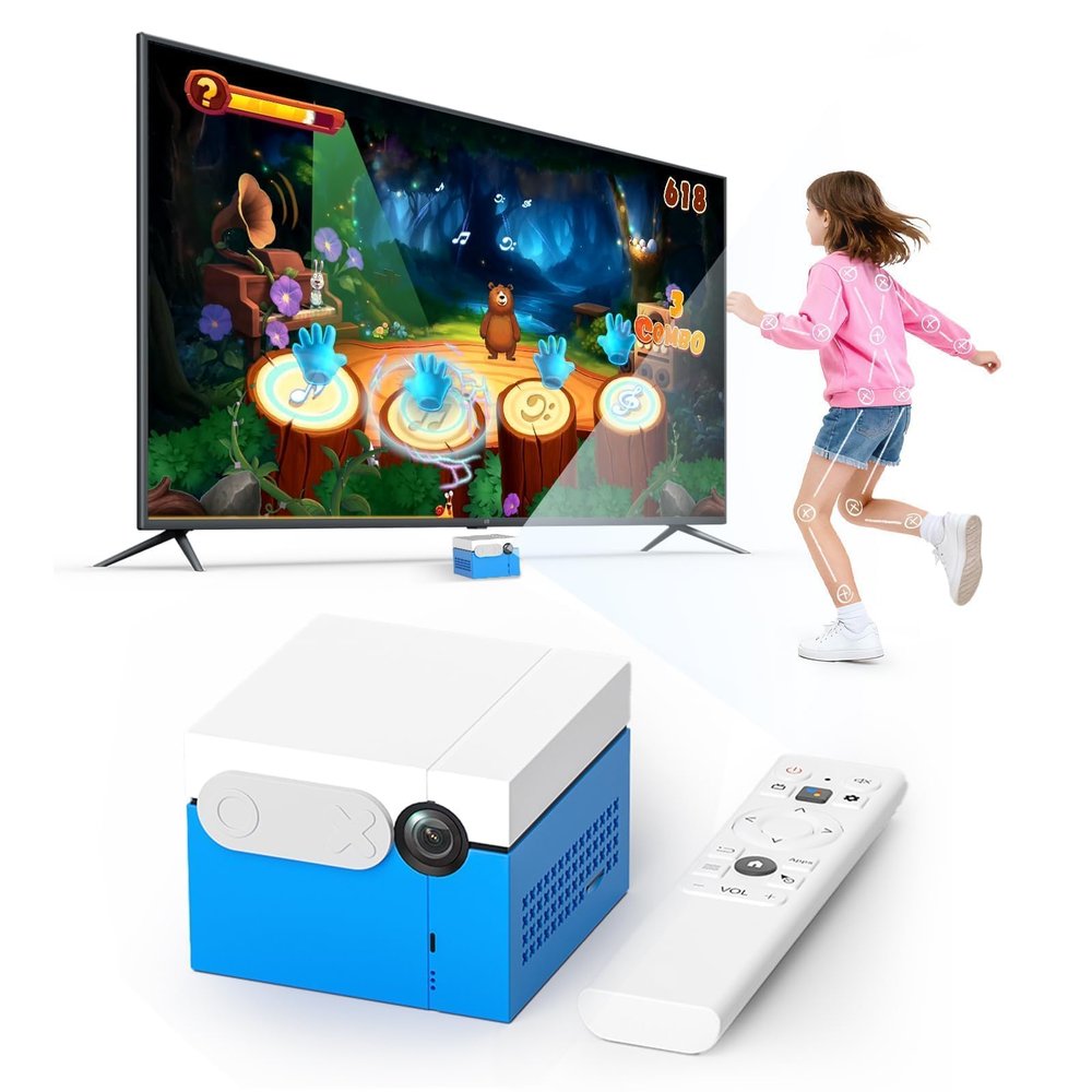 MotionX Active Game Console with 39 Motion Games for Kids & Family, AI Active Game Play System - No Subscription, Continuously Updated, Plug & Play, Great for Gaming Nights, Parties and Playdates