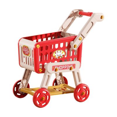 Children's Shopping Cart Supermarket Trolley Toy Creative Simulation Shopping Cart for Party Gift, red