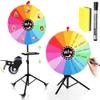 24-Inch Prize Wheel with Lockable Wheels, Portable 14-Color Spinning Prize Wheel, Adjustable 33"-66" Height Spin Doodle Game Spinner with Folding Tripod Stand, Storable Spinning Wheel for Prizes view 1