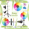 24-Inch Prize Wheel with Lockable Wheels, Portable 14-Color Spinning Prize Wheel, Adjustable 33"-66" Height Spin Doodle Game Spinner with Folding Tripod Stand, Storable Spinning Wheel for Prizes view 4