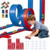 2-Pack Flexible Race Track Set for Kids, 16.4Ft Bendable Racetrack with Suction Cups,Compatible with Hot Wheels/Matchbox 1/64th Cars,Portable Track Toy Gift for Boys Girls Ages 3+(Blue & Red) view 1